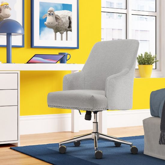 Picture of Serta Leighton Mid-Back Office Chair, Light Gray/Chrome