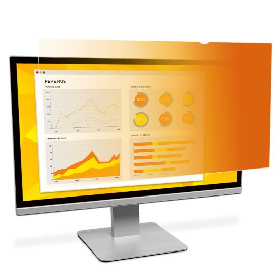 Picture of 3M Gold Privacy Filter Screen for Monitors, 22in Widescreen (16:10), Reduces Blue Light, GF220W1B