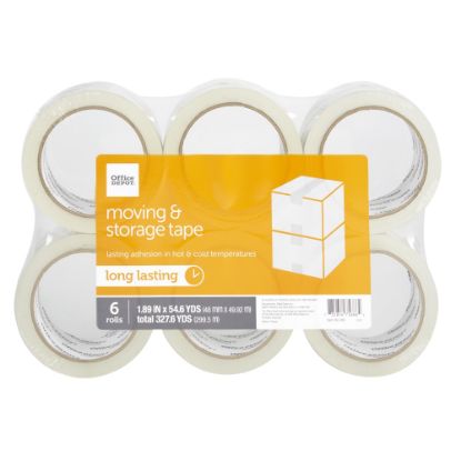 Picture of Office Depot Brand Moving & Storage Packing Tape, 1.89in x 54.6 Yd., Crystal Clear, Pack Of 6 Rolls