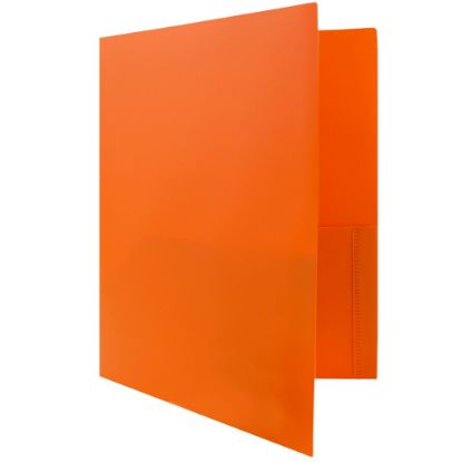 Picture of JAM Paper Plastic 2-Pocket POP Folder With Prongs, Letter Size, 9-1/2in x 11-1/2in, Orange