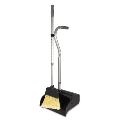 Picture of Unger Telescopic Ergo Metal Dust Pan With Broom, 45in x 12in, Gray/Silver