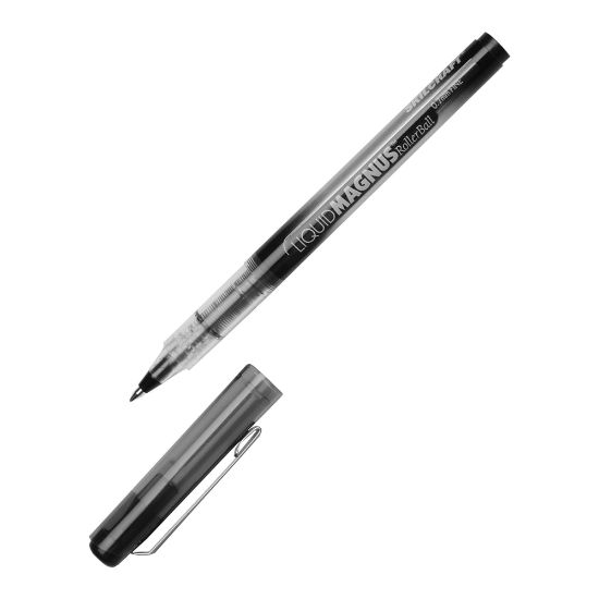 Picture of SKILCRAFT AbilityOne Free Ink Rollerball Pens, Medium Point, 0.7 mm, Silver Barrel, Black Ink, Pack Of 12 Pens