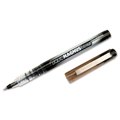 Picture of SKILCRAFT AbilityOne Free Ink Rollerball Pens, Fine Point, 0.5 mm, Silver Barrel, Black Ink, Pack Of 12 Pens