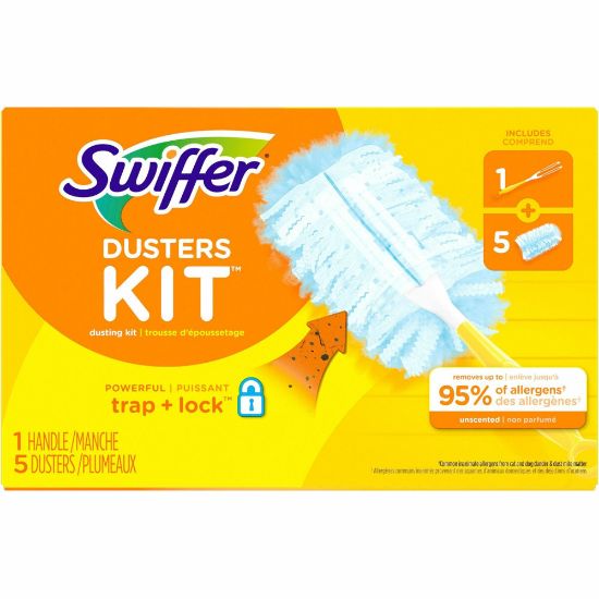 Picture of Swiffer Unscented Duster Kit - 5 pieces/Kit - 6 / Carton - Fiber - Blue, Yellow