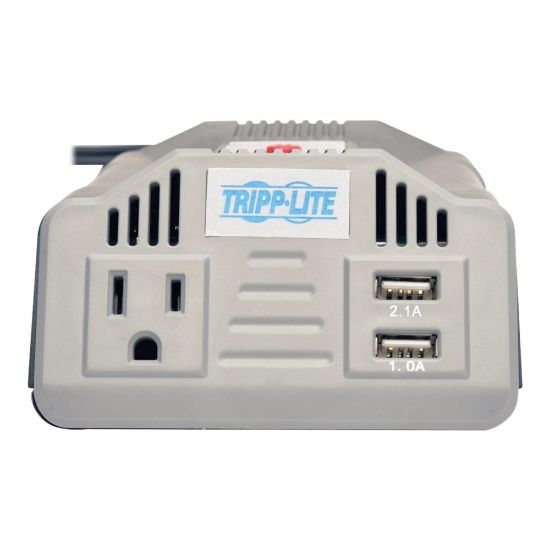 Picture of Tripp Lite Ultra-Compact Car Inverter 200W 12V DC to 120V AC 2 USB Charging Ports 1 Outlet - DC to AC power inverter + battery charger - 12 V - 200 Watt - output connectors: 2