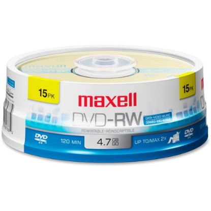 Picture of Maxell DVD-RW Rewritable Media Discs, 4.7GB/120-Minute, Pack Of 15