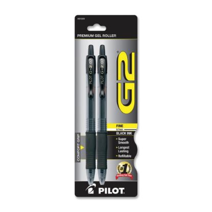 Picture of Pilot G2 Retractable Gel Pens, Fine Point, 0.7 mm, Translucent Barrel, Black Ink, Pack Of 2 Pens