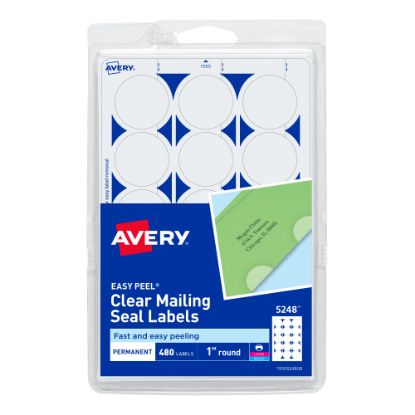 Picture of Avery Permanent Mailing Seals, 5248, Round, 1in Diameter, Clear, Pack Of 480