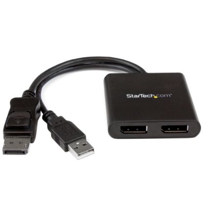 Picture of StarTech.com 2-Port Multi Monitor Adapter - DisplayPort 1.2 MST Hub - Dual 4K 30Hz or 1080p - Video Splitter for Windows Extended Desktop