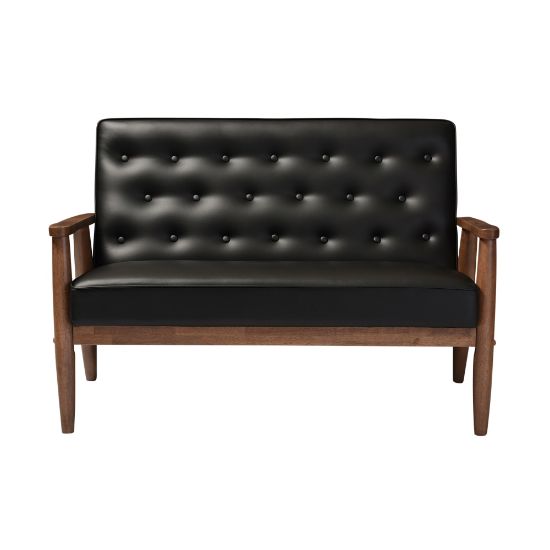 Picture of Baxton Studio Noel Loveseat, Black/Dark Walnut