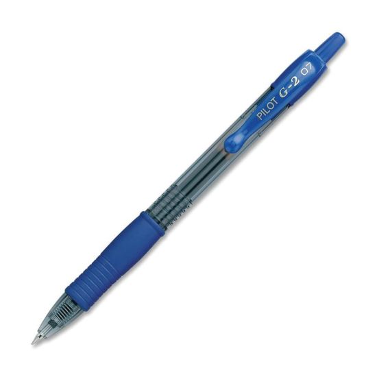 Picture of Pilot G2 Retractable Gel Pens, Fine Point, 0.7 mm, Translucent Barrel, Blue Ink, Pack Of 2 Pens