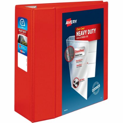 Picture of Avery Heavy-Duty View 3-Ring Binder With Locking One-Touch EZD Rings, 5in D-Rings, Red