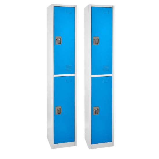 Picture of Alpine 2-Tier Steel Lockers, 72inH x 15inW x 15inD, Blue, Set Of 2 Lockers