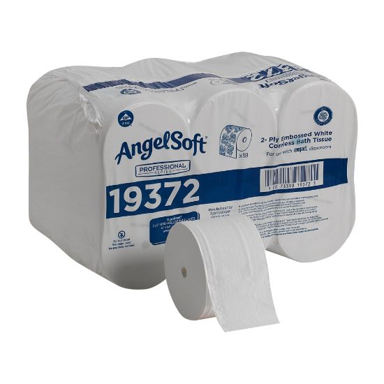 Picture of Compact by GP PRO, 2 Ply, Premium Embossed Coreless Toilet Paper, 4x3.8, 20% Recycled, White, 1125 Sheets, 18 Rolls per Case