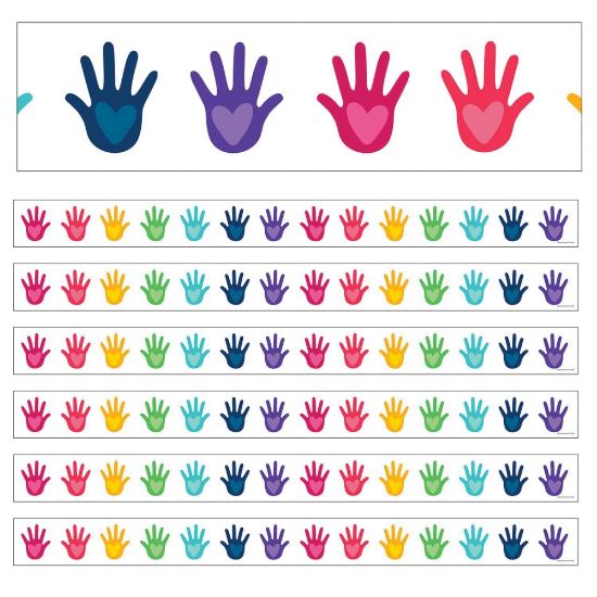 Picture of Carson Dellosa Education Straight Borders, One World Hands With Hearts, 36ft Per Pack, Set Of 6 Packs