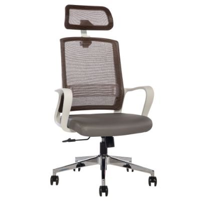 Picture of Sinfonia Song Ergonomic Mesh/Fabric High-Back Task Chair With Antimicrobial Protection, Loop Arms, Headrest, Copper/Gray/White