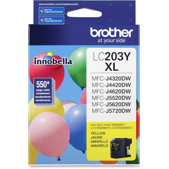 Picture of Brother LC203 Yellow High-Yield Ink Cartridge, LC203Y