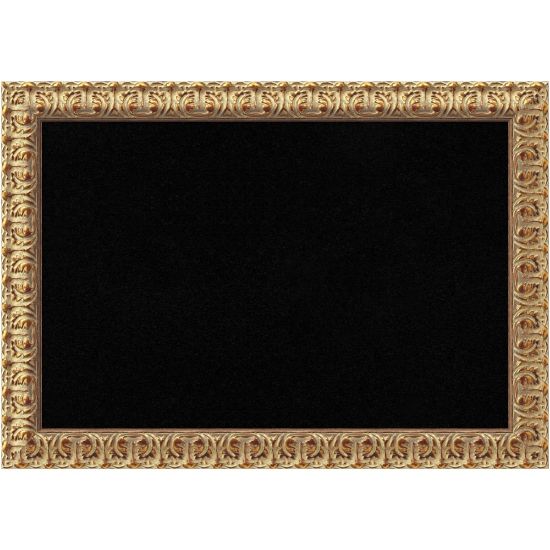 Picture of Amanti Art Florentine Non-Magnetic Cork Bulletin Board, 27in x 19in, Black, Gold Wood Frame