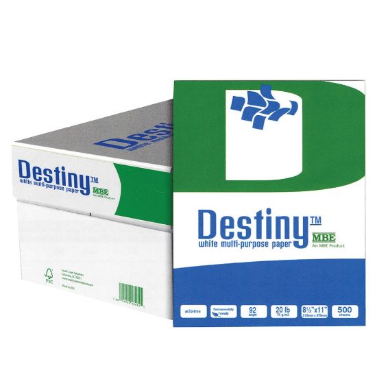 Picture of Destiny Multi-Use Printer & Copy Paper, 10 Reams, White, Letter (8.5in x 11in), 5000 Sheets Per Case, 20 Lb, 92 Brightness