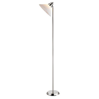 Picture of Adesso Swivel Torchiere Floor Lamp, 71-1/2inH, White Shade/Brushed Steel Base