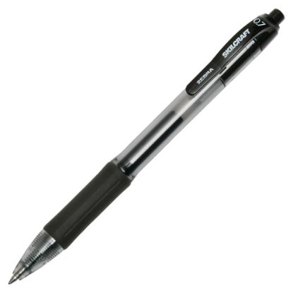 Picture of SKILCRAFT Zebra Gel-Ink Retractable Rollerball Pens, 0.7 mm, Medium Point, Black Barrel, Black Ink, Pack Of 12 (AbilityOne 7520-01-647-3133)