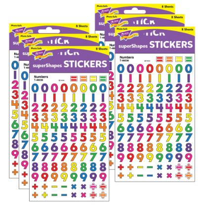 Picture of Trend superShapes Stickers, Numbers, 800 Stickers Per Pack, Set Of 6 Packs