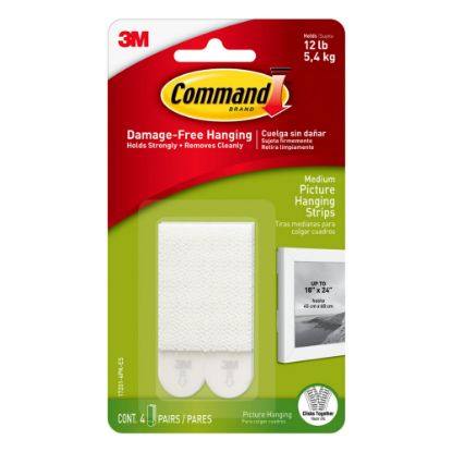 Picture of Command Medium Picture Hanging Strips, Damage-Free, White, 4-Pairs (8-Command Strips)