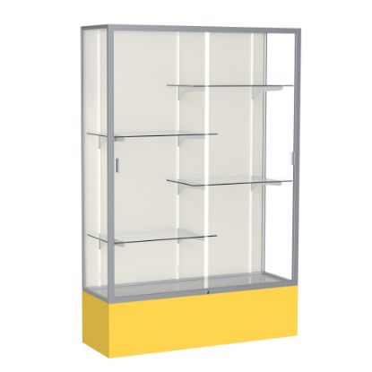 Picture of Waddell Spirit 4-Shelf Floor Display Case, 72inH x 48inW x 16inD, Goldenrod Base/Satin Finish