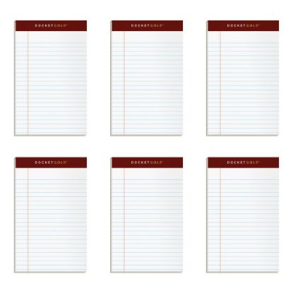 Picture of TOPS Docket Writing Tablet, 5in x 8in, Jr. Legal Rule, White, 50 Sheets Per Pad, Pack Of 6 Pads