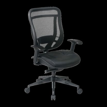 Picture of Office Star Space 818A Executive Bonded Leather High-Back Chair, Black/Gunmetal