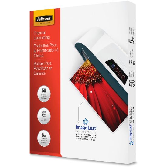 Picture of Fellowes Laminating Pouches, Type G, Glossy, 9in x 11.50in, 5 mil Thick, Clear, Box Of 50