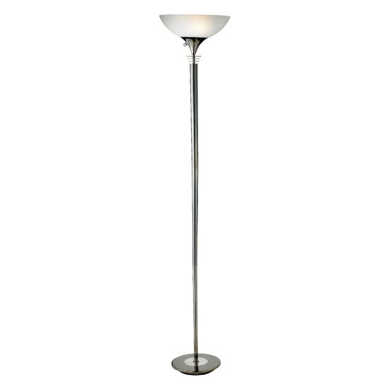 Picture of Adesso Metropolis 300W Torchiere Floor Lamp, 71 1/2inH, Frosted White Shade/Black Nickel Base