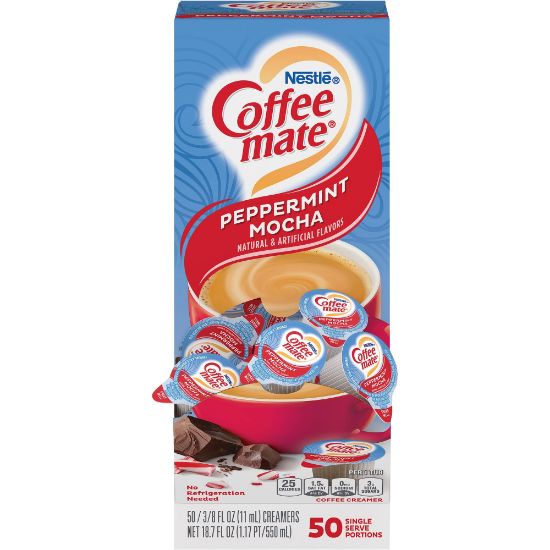 Picture of Nestle Coffee-mate Liquid Creamer, Peppermint Mocha Flavor, 0.38 Oz Single Serve x 50