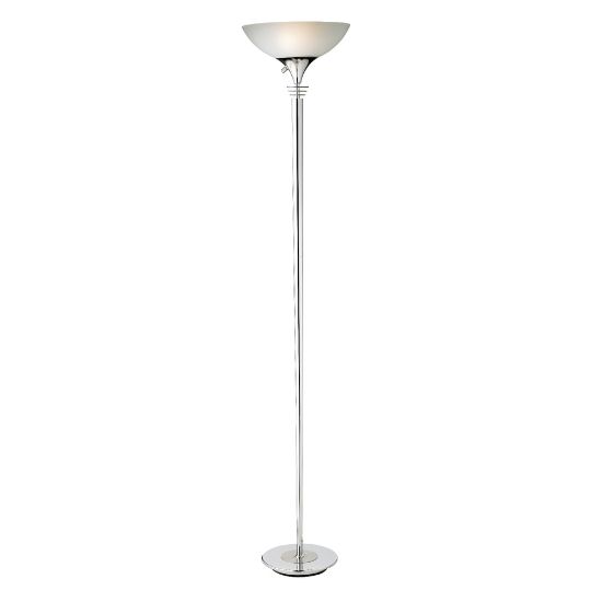 Picture of Adesso Metropolis 300W Torchiere Floor Lamp, 71 1/2inH, Frosted White Shade/Chrome Base