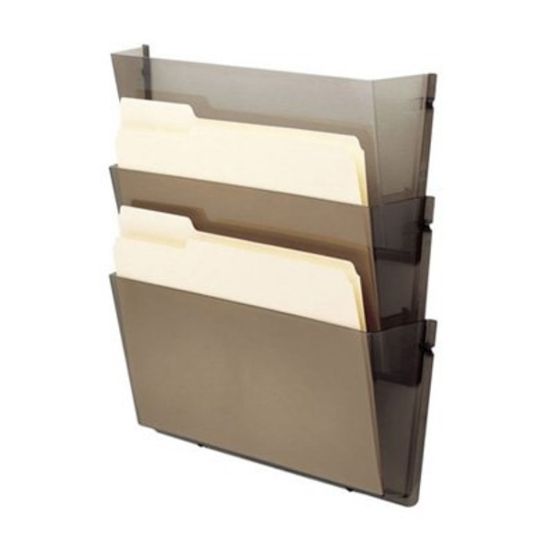 Picture of Deflecto Unbreakable DocuPocket Wall Files, 6-1/2inH x 14-1/2inW x 3inD, Smoke, Pack Of 3 Wall Files