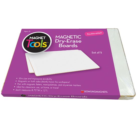 Picture of Dowling Magnets Unframed Dry-Erase Whiteboards, 9in x 12in x 1/8in, White, Pack Of 5