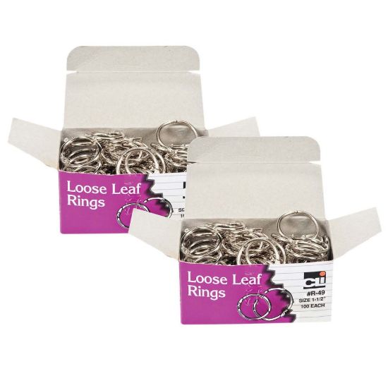 Picture of Charles Leonard Loose Leaf Book Rings, 1 1/2in, 280 Sheets, 100 Rings Per Box, Pack Of 2 Boxes