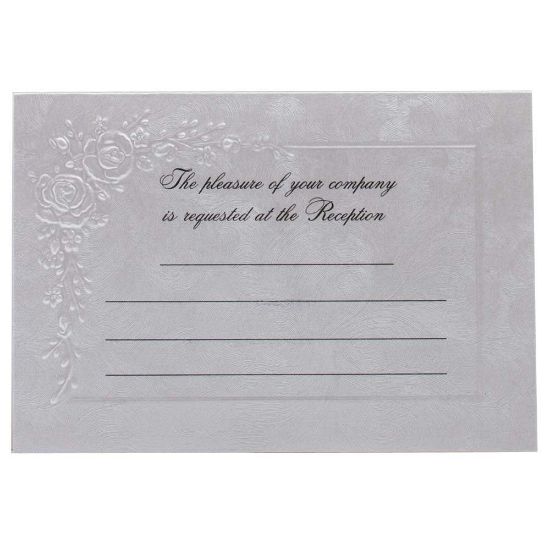 Picture of JAM Paper Wedding Reception Invitations, 4-7/8in x 3-3/8in, Metallic/Flowers, Pack Of 25 Invitations