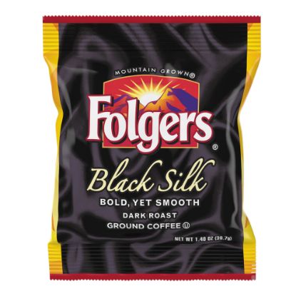 Picture of Folgers Black Silk Single-Serve Packs, Dark Roast, 1.4 Oz Per Bag, Carton Of 42