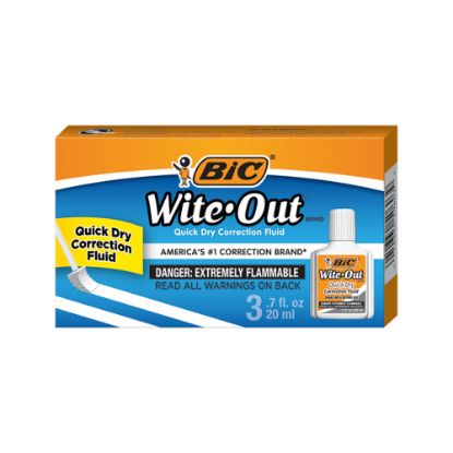 Picture of BIC Wite-Out Quick Dry Correction Fluid With Foam Applicator, White, Pack Of 3