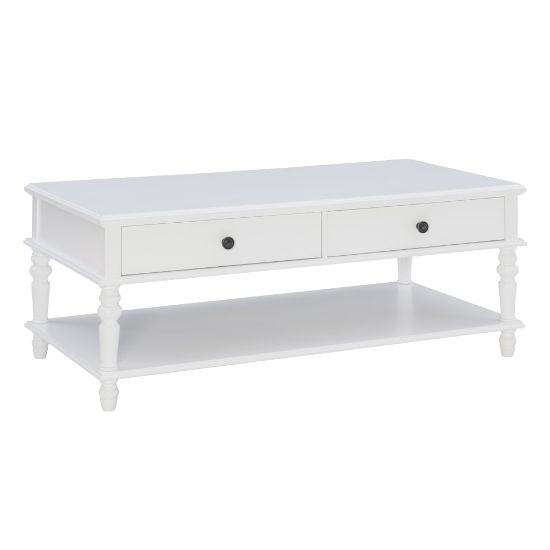 Picture of Powell Heaton Wood Coffee Table With Shelf, 19inH x 48inW x 24inD, White