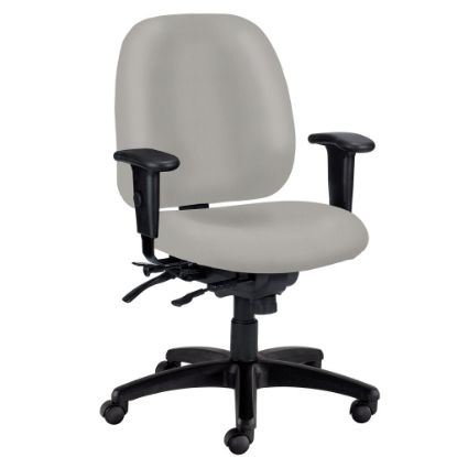 Picture of WorkPro 4X4 498SL Ergonomic Antimicrobial Vinyl Low-Back Multi-Function Task Chair, Gray/Black