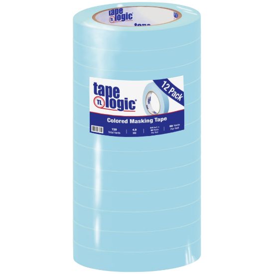 Picture of Tape Logic Color Masking Tape, 3in Core, 0.75in x 180ft, Light Blue, Case Of 12