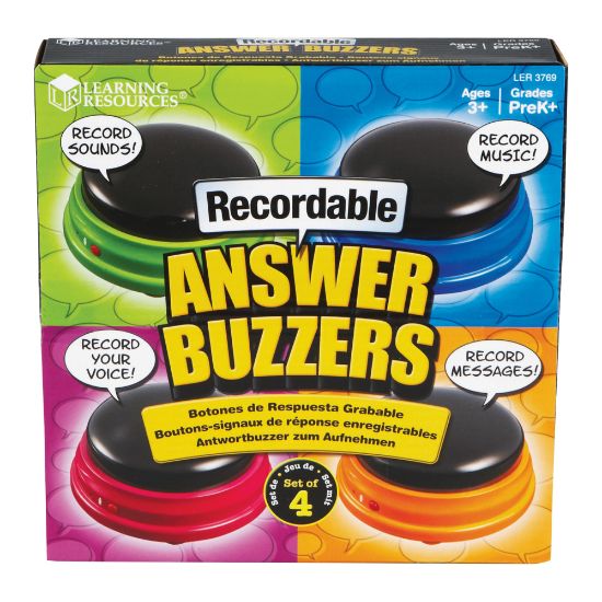 Picture of Learning Resources Recordable Answer Buzzers, Multicolored / Skill Learning Sound Game, 3+, Pack Of 4