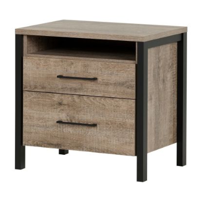 Picture of South Shore Munich 2-Drawer Nightstand, 22-3/4inH x 21-3/4inW x 17inD, Weathered Oak/Matte Black