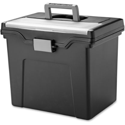 Picture of IRIS Portable Letter-size File Box - External Dimensions: 13.8in Length x 10.2in Width x 11.7in Height - Media Size Supported: Letter 8.50in x 11in - Buckle Closure - Black - For Pen/Pencil, Business Card, Hanging Folder - 1 Each