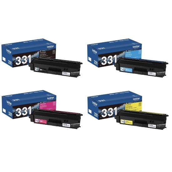 Picture of Brother TN331 4-Color Black/Cyan/Magenta/Yellow Toner Cartridges, Pack Of 4 Cartridges, TN331SET-OD