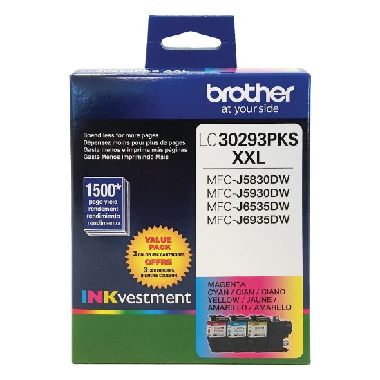 Picture of Brother LC3029 Cyan; Magenta; Yellow High-Yield Ink Cartridges, Pack Of 3, LC30293PKS