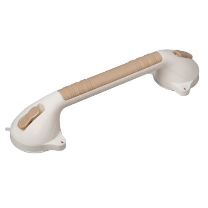 Picture of HealthSmart Suction Cup Grab Bar With Germ Protection, 16inH x 2inW x 3 1/2inD, Sand