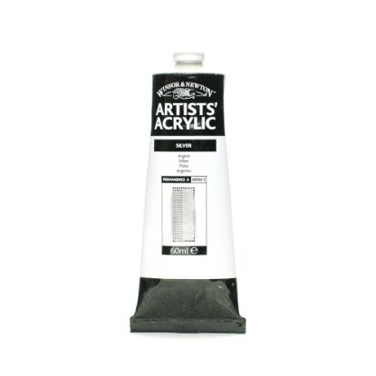 Picture of Winsor & Newton Professional Acrylic Colors, 60 mL, Silver, 617, Pack Of 2